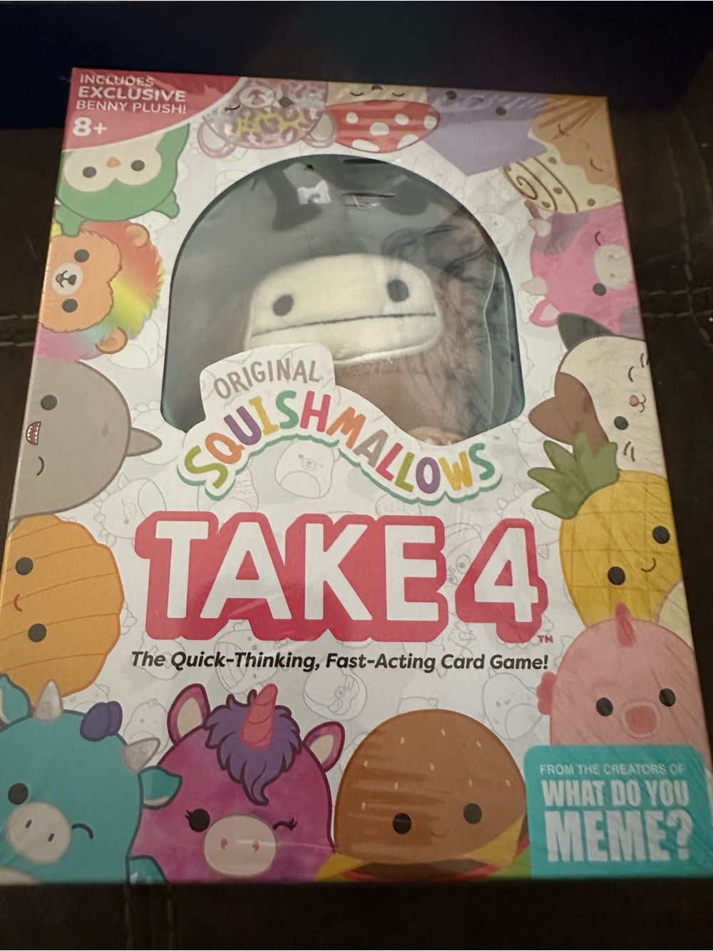 Squishmallows Take 4 Card Game with Brown & Cream Plush